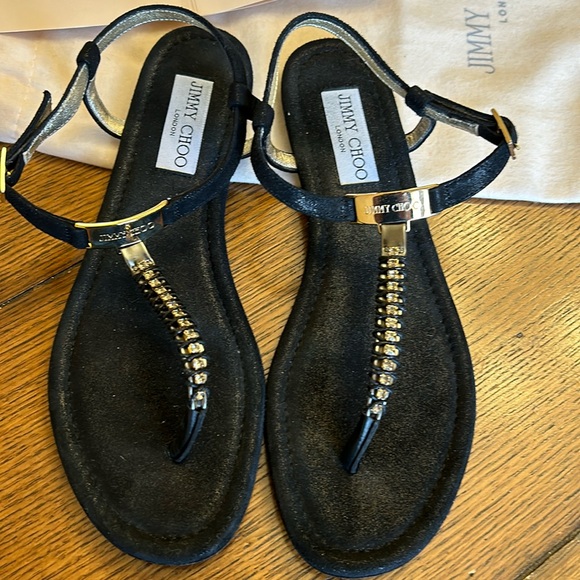 NIB Jimmy Choo Shimmer Suede/Crystal Sandal - Picture 1 of 7